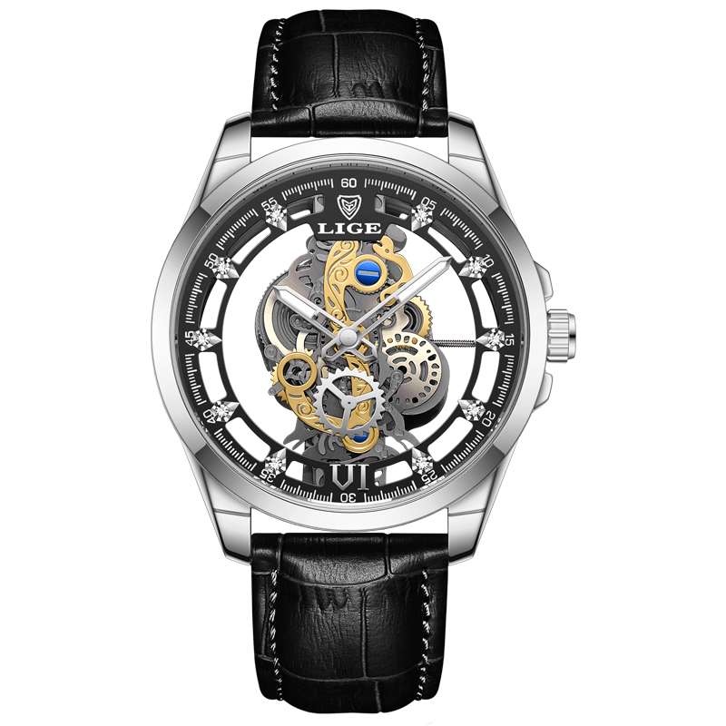 LIGE Men's Skeleton Watch 19 LIGE Men's Skeleton Watch