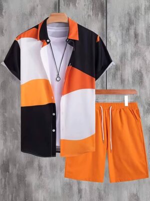 Summer Men's Short Sleeve Shirt and Beach Shorts Set - Image 4