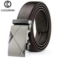Men Belt Metal Luxury Brand Automatic Buckle Leather