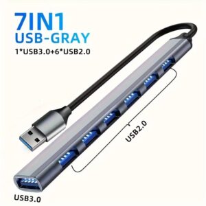 USB C Hub USB Hub 3.0, Aluminum 7 in 1 USB Extender - Image 5