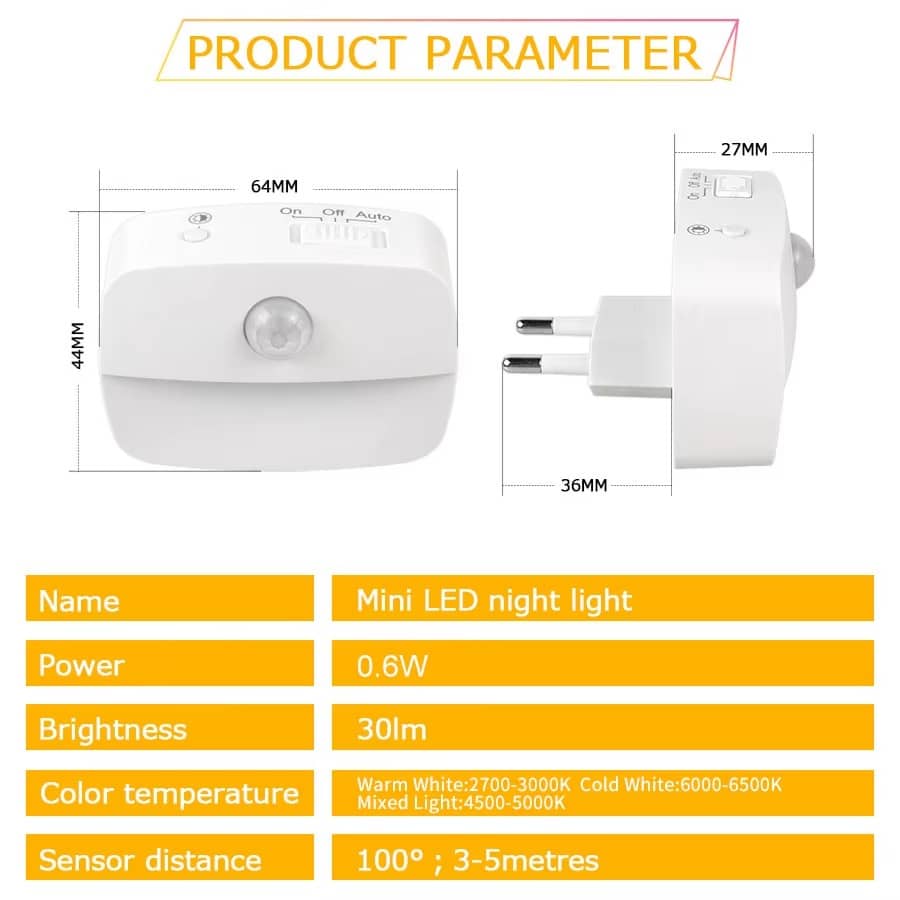 LED Night Light EU Plug In Smart Motion Sensor Light 220V Wall Lamp for Home Aisle WC Hallway Stair Kitchen Bedroom Night Lamp