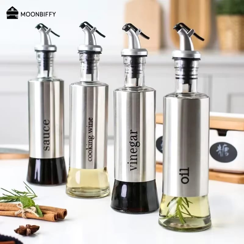 Stainless Steel Oil Bottle No-Drip Dispenser