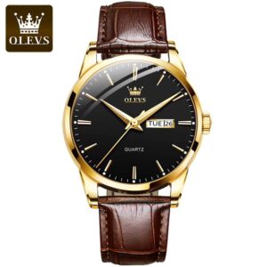 OLEVS Classic Quartz Watch for Men Waterproof Leather strap Calendar Sports Business Men 's Quartz Wrist Watch TOP Brand 6898 - Image 3