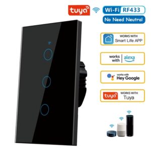 Tuya US WiFi Smart Wall Switch RF433 1/2/3/4 Gang No Neutral Wire Touch Sensor LED Light Switches Smart Home Alexa Google Home - Image 4