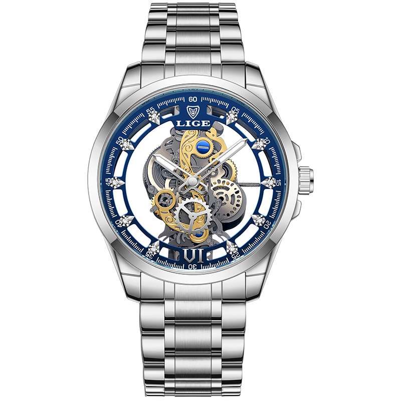 LIGE Men's Skeleton Watch 23 LIGE Men's Skeleton Watch