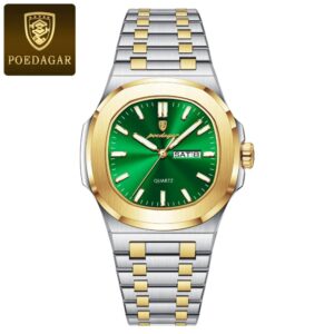 POEDAGAR Luxury Military Man Watch Square Waterproof Luminous Date Week Men Watch Stainless Steel Quartz Men's Watches Reloj+box - Image 6