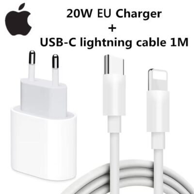 Original 20W USB-C Power Adapter For iphone 16 15 14 13 mini Pro Max Type C fast charger for Apple Cable for iPhone X 11 12 Plus