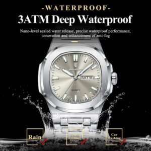 POEDAGAR Luxury Military Man Watch Square Waterproof Luminous Date Week Men Watch Stainless Steel Quartz Men's Watches Reloj+box - Image 8