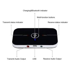 Upgrade B6 2 in 1 Bluetooth 5.3 Audio Receiver Transmitter 3.5mm AUX+RCA 600mAh Battery Wireless Adapter For Car PC TV Headphone - Image 4
