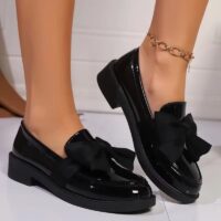 Women's Bowknot Patent Leather Loafers