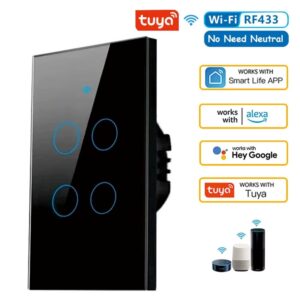 Tuya US WiFi Smart Wall Switch RF433 1/2/3/4 Gang No Neutral Wire Touch Sensor LED Light Switches Smart Home Alexa Google Home - Image 7