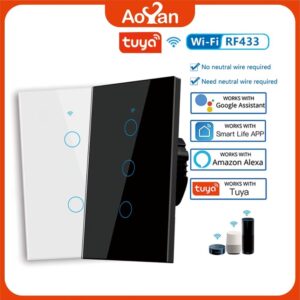 Tuya US WiFi Smart Wall Switch RF433 1/2/3/4 Gang No Neutral Wire Touch Sensor LED Light Switches Smart Home Alexa Google Home - Image 8