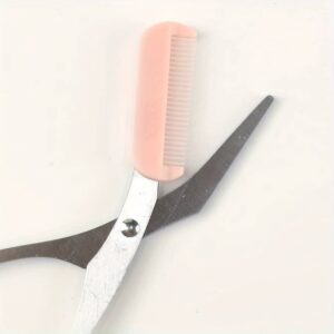 Pink Eyebrow Trimming Scissors with Built-in Comb - Image 8