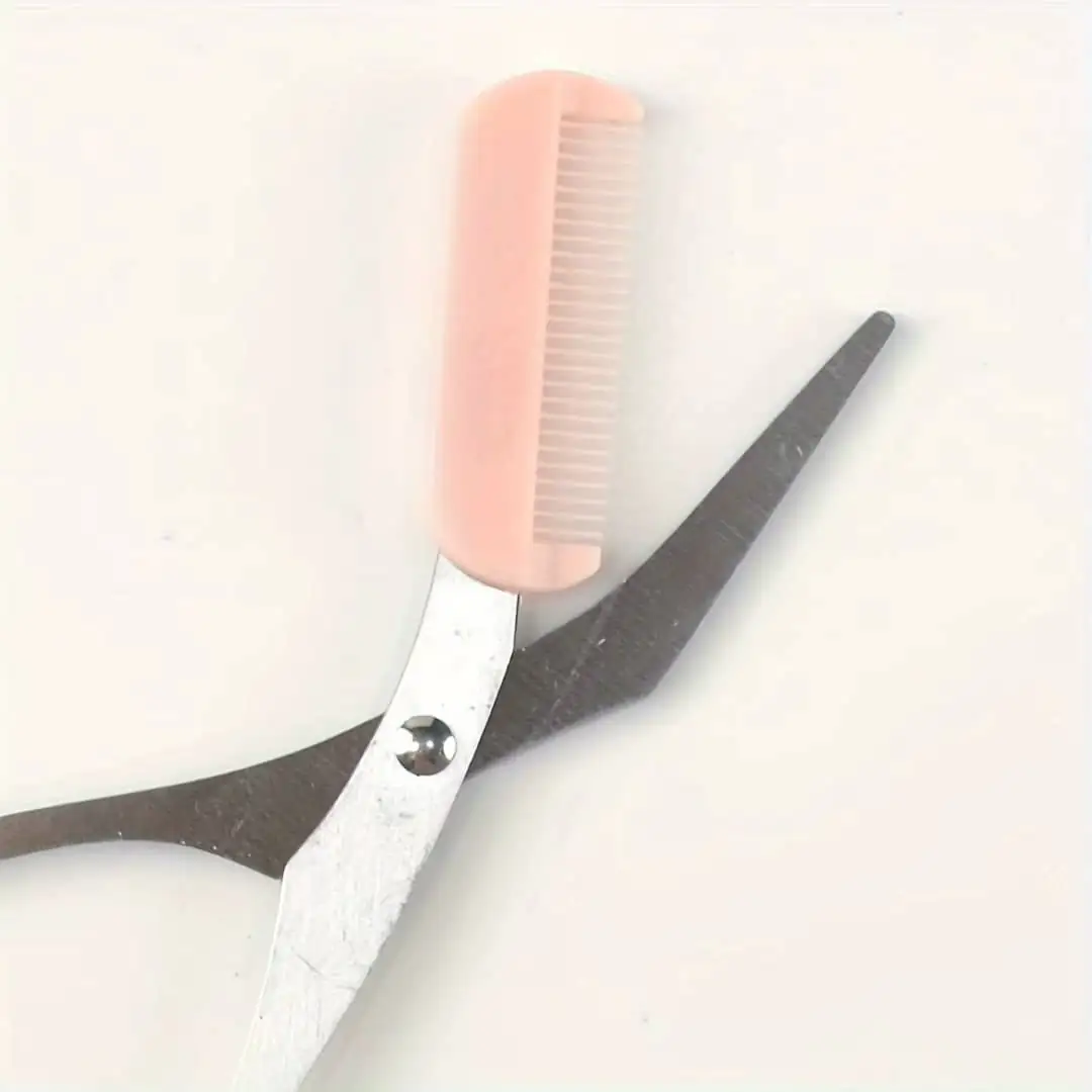 Pink Eyebrow Trimming Scissors with Built-in Comb 8 Pink Eyebrow Trimming Scissors with Built-in Comb