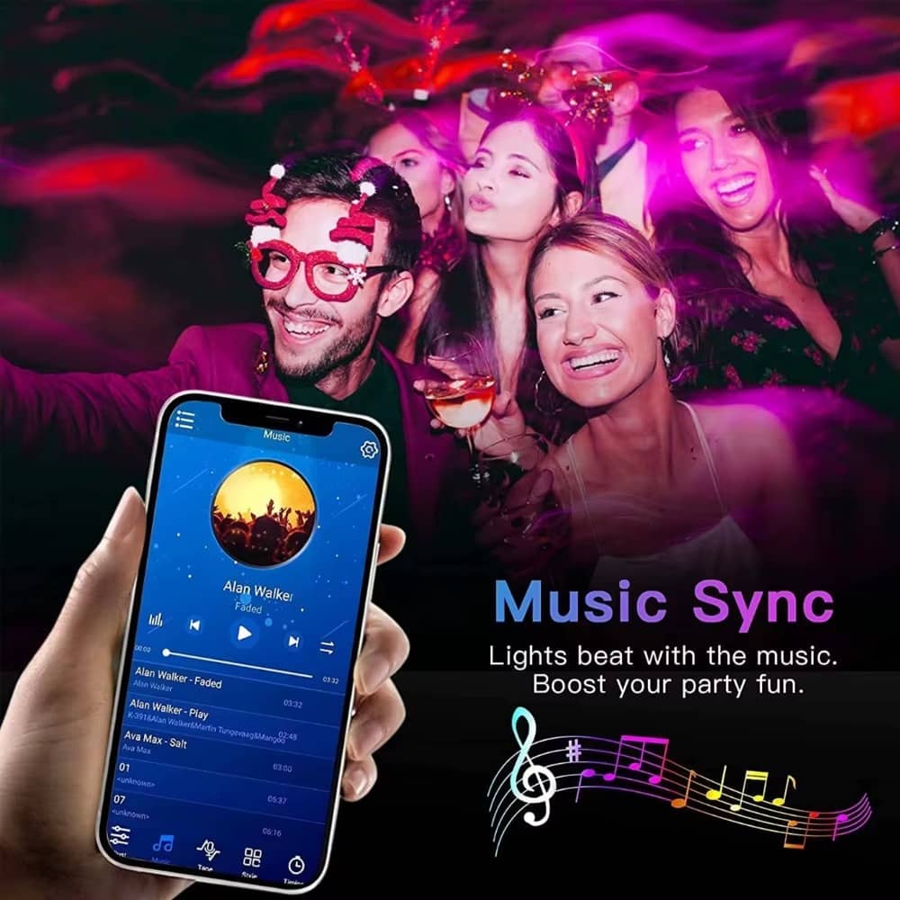 GIPOYENT TV LED Backlight Light Strip Bluetooth APP Control Music Sync RGB Color Changi Backlight For TV 32-60 Inch 3M-10M