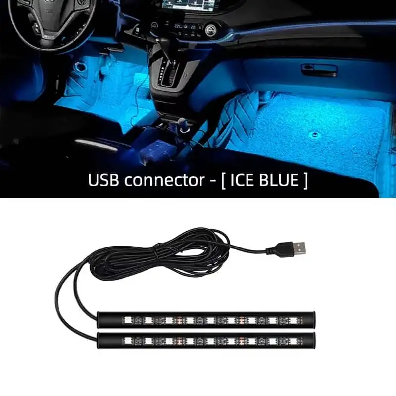 LED Car Interior Ambient Foot Strip Light Kit 9 LED Car Interior Ambient Foot Strip Light Kit