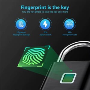 Keyless USB Charging Fingerprint Lock Smart Padlock Waterproof Door Lock 0.2sec Unlock Portable Anti-theft Padlock Zinc - Image 4