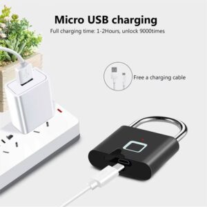 Keyless USB Charging Fingerprint Lock Smart Padlock Waterproof Door Lock 0.2sec Unlock Portable Anti-theft Padlock Zinc - Image 5