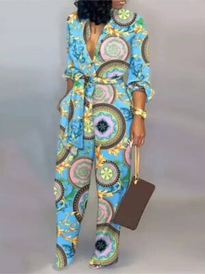 Women Fashion Letter Print Long Sleeve Jumpsuit - Image 4