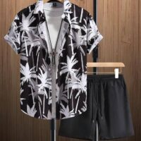 Summer Men's Short Sleeve Shirt and Beach Shorts Set