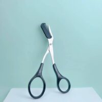 Pink Eyebrow Trimming Scissors with Built-in Comb