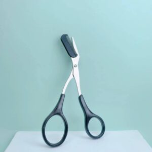 Pink Eyebrow Trimming Scissors with Built-in Comb