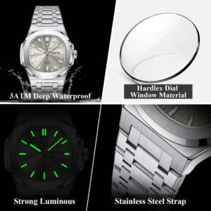POEDAGAR Luxury Military Man Watch Square Waterproof Luminous Date Week Men Watch Stainless Steel Quartz Men's Watches Reloj+box - Image 9