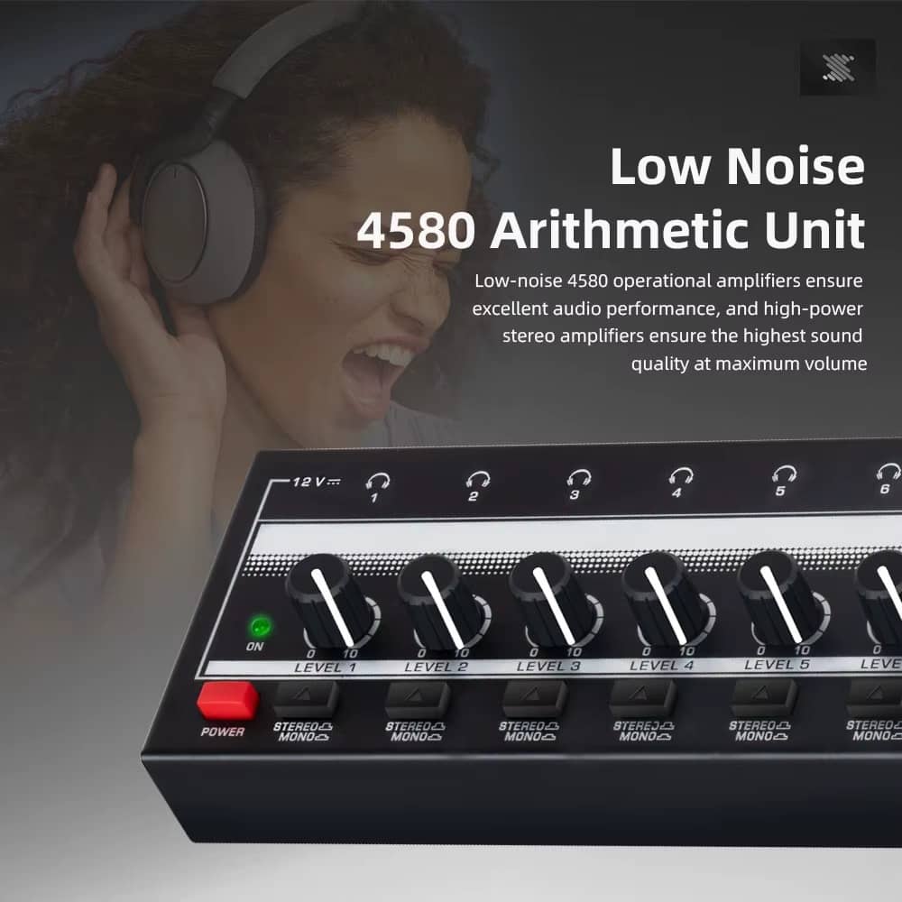 HA800S Mini Headphone Amplifier 8 Channels