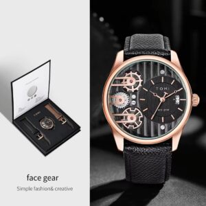 TOMI Men's Gift Box Combination Set Watch Luxury and Simple Business Detachable Strap Quartz Watch Men's Watch Festival Gift