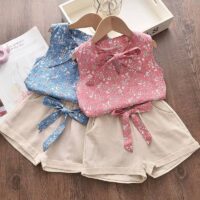 New Summer Baby Girls Clothes Children Sleeveless Vest Shorts Set