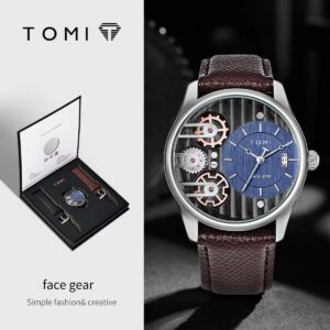 TOMI Men's Gift Box Combination Set Watch Luxury and Simple Business Detachable Strap Quartz Watch Men's Watch Festival Gift - Image 11