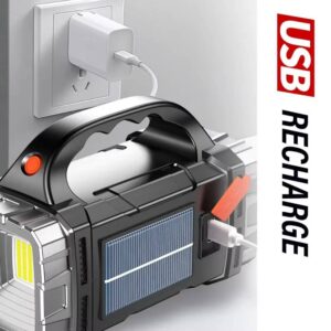 Powerful LED Flashlight USB+Solar Rechargeable Flashlight - Image 8