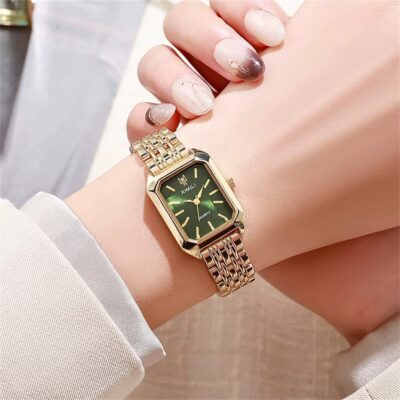 Women's Fashion Square Watches Gold Alloy Strap Luxury Ladies Quartz Wristwatches Qualities Female Roman Scale Clock - Image 10