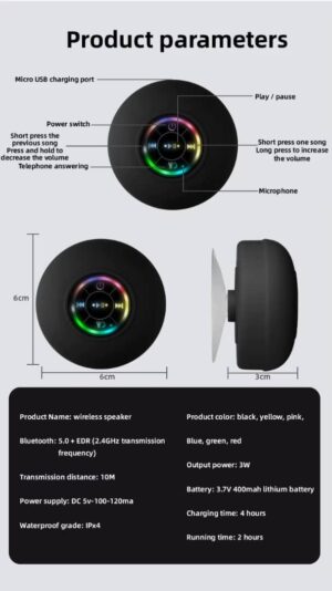 Portable Waterproof Bluetooth Shower Speaker