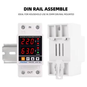 Dual Display 40A/63A 230V Din Rail Adjustable Digital Over Under Voltage Relay Surge Protector - Image 6
