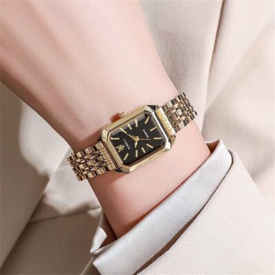 Women's Fashion Square Watches Gold Alloy Strap Luxury Ladies Quartz Wristwatches Qualities Female Roman Scale Clock - Image 11