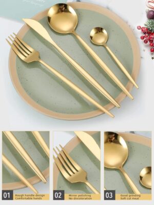 24pcs Stainless Steel Cutlery & Dinnerware Set - Image 4
