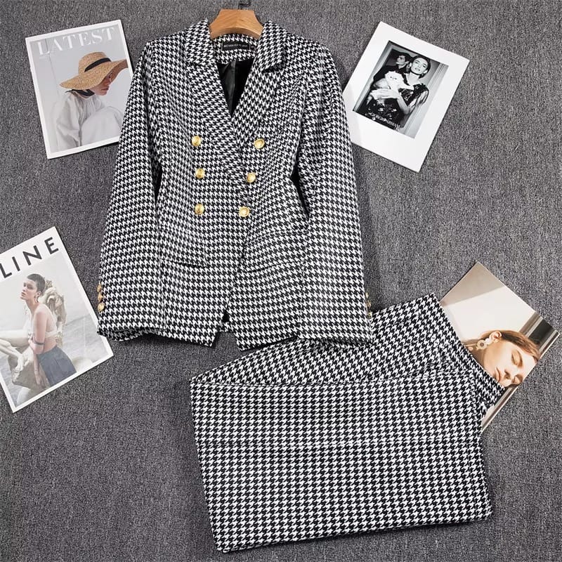 Casual Long Sleeve Blazer Pant Suit Set for Women