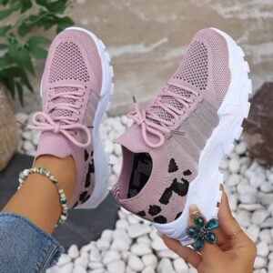 Leopard Print Lightweight Breathable Women’s Sneakers - Image 2