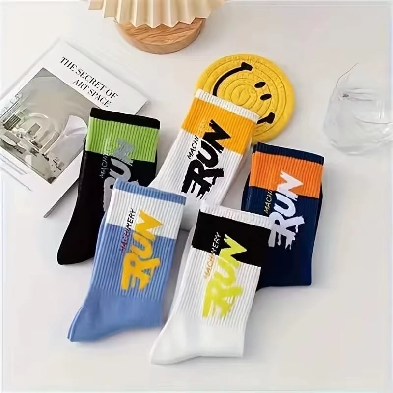 5 Pairs Men’s Vintage Fun Athletic Socks