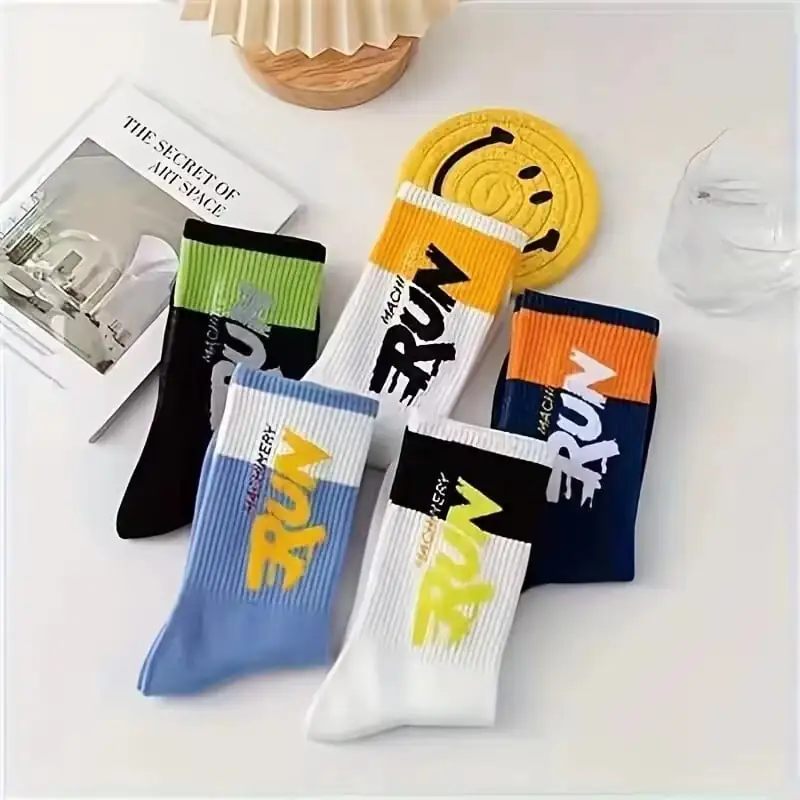5 Pairs Mens Vintage Fun Athletic Socks