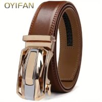Men Genuine Leather Ratchet Belt