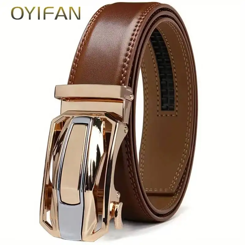 Men Genuine Leather Ratchet Belt