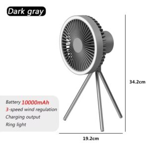 Portable Wireless Tent Electric Ceiling Fan with External LED Lighting Battery - Image 2