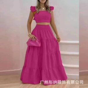 Msfilia Elegant Stand Collar Spring/Summer Long Dress