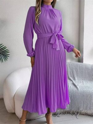 Msfilia Elegant Stand Collar Spring/Summer Long Dress - Image 9