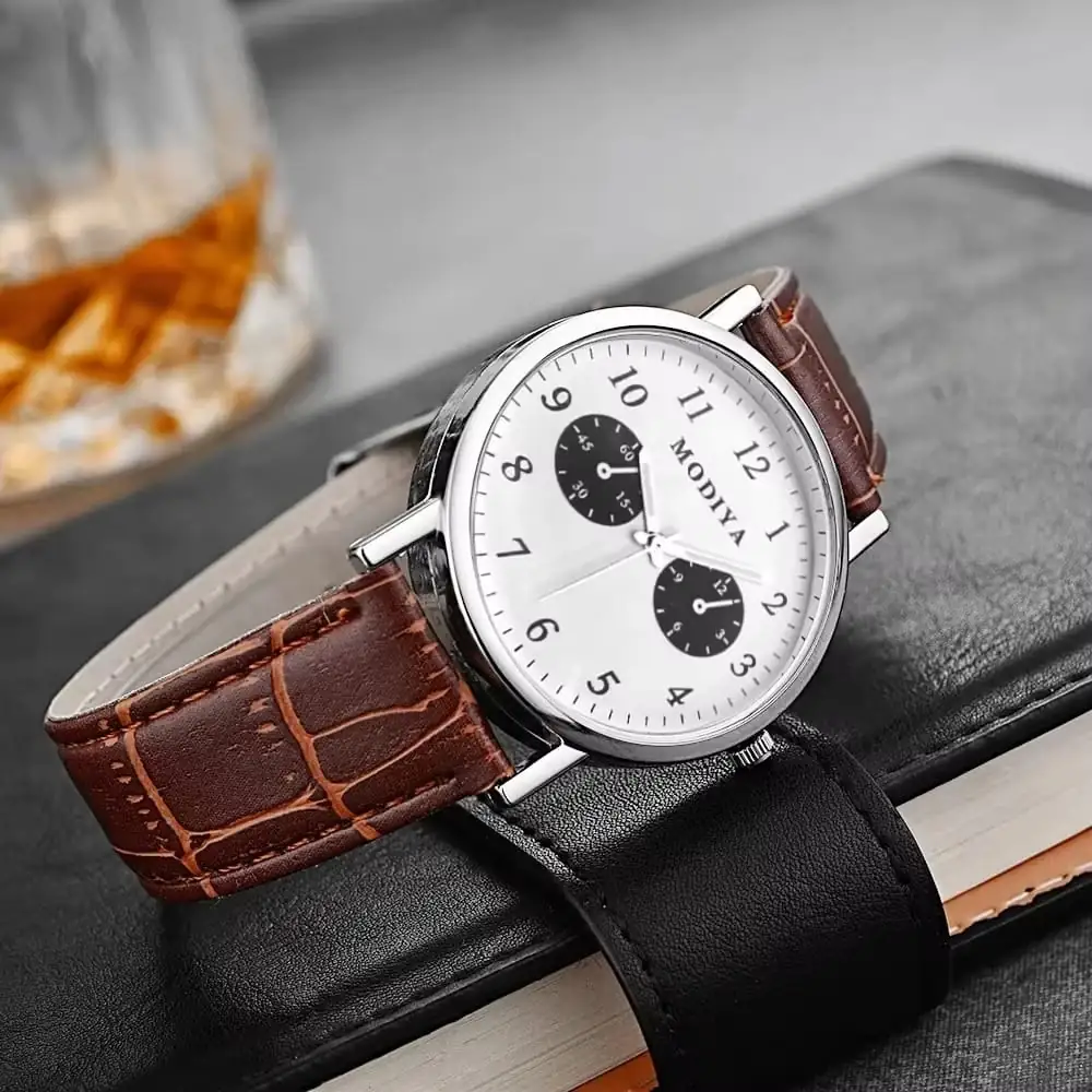Mens Business Luxury Leather Strap Watch