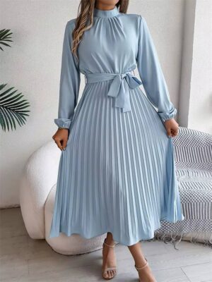 Msfilia Elegant Stand Collar Spring/Summer Long Dress - Image 2
