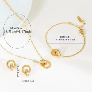 3 PCS Roman Digital Ring Pendant Jewelry Set - Image 5