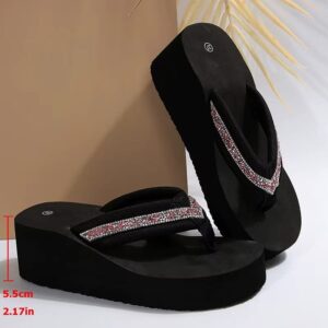 Thick Platform Rhinestone Flip Flops for Women - Image 5